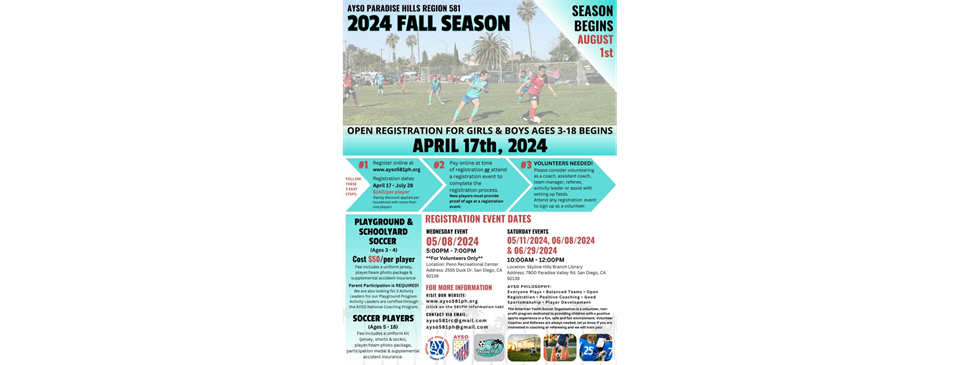 Registration is now open for season 2024-25!! 