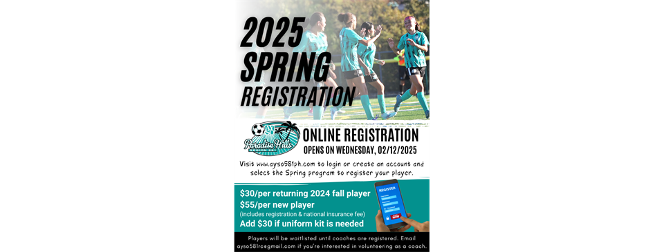 2025 Spring Registration NOW OPEN!